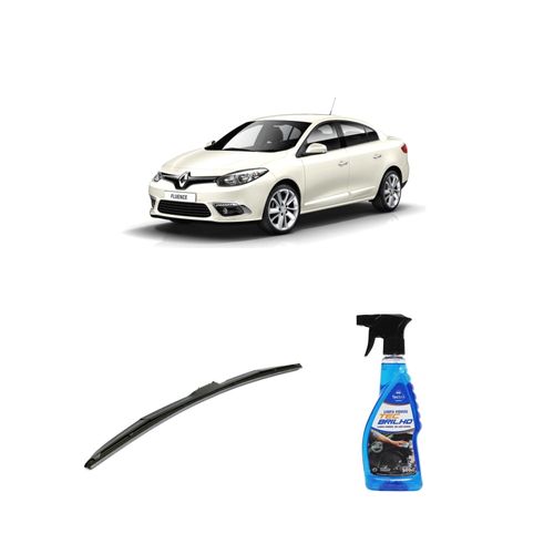 KIT LIMPA VIDROS SPRAY TECBRILHO 500ML PARA-BRISA TECBRIL + PALHETA UNIVERSAL HYBRID 24" REDUX32 FLUENCE DE 2016 A 2022