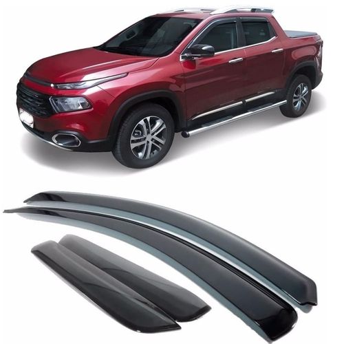 Calha de Chuva 4 Portas<br>Fiat Toro 2016 até 2020