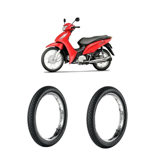 Par de pneus Biz 125 Pop 110i Win 110 80/100-14 + 60/100-17 Streetfighter Maggion