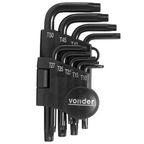 Jogo de Chave Torx t10-t50 tipo L Curta com 9 Peças - Vonder