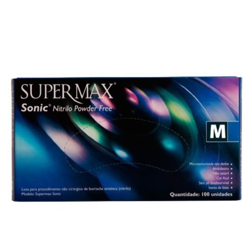 LUVA NITRÍLICA SONIC AZUL M 100 UN SUPERMAX