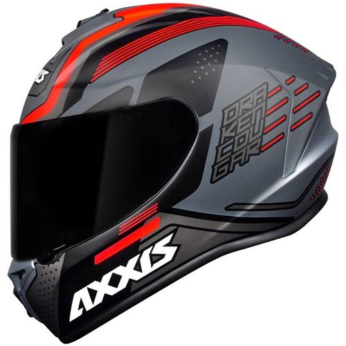 Capacete Axxis Draken Cougar Matt Cinza Vermelho