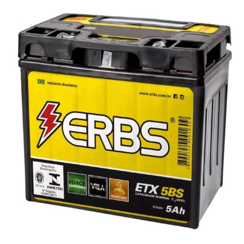 Bateria AGM Moto ERBS 12V 5Ah ETX 5BS HONDA BIZ 110I 100 KS DREAM CG 125 CARGO FAN TITAN 125I 150