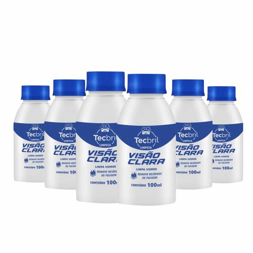 Limpa Vidros Para-brisa Visão Clara 100ml Tecbril - 6 Peças